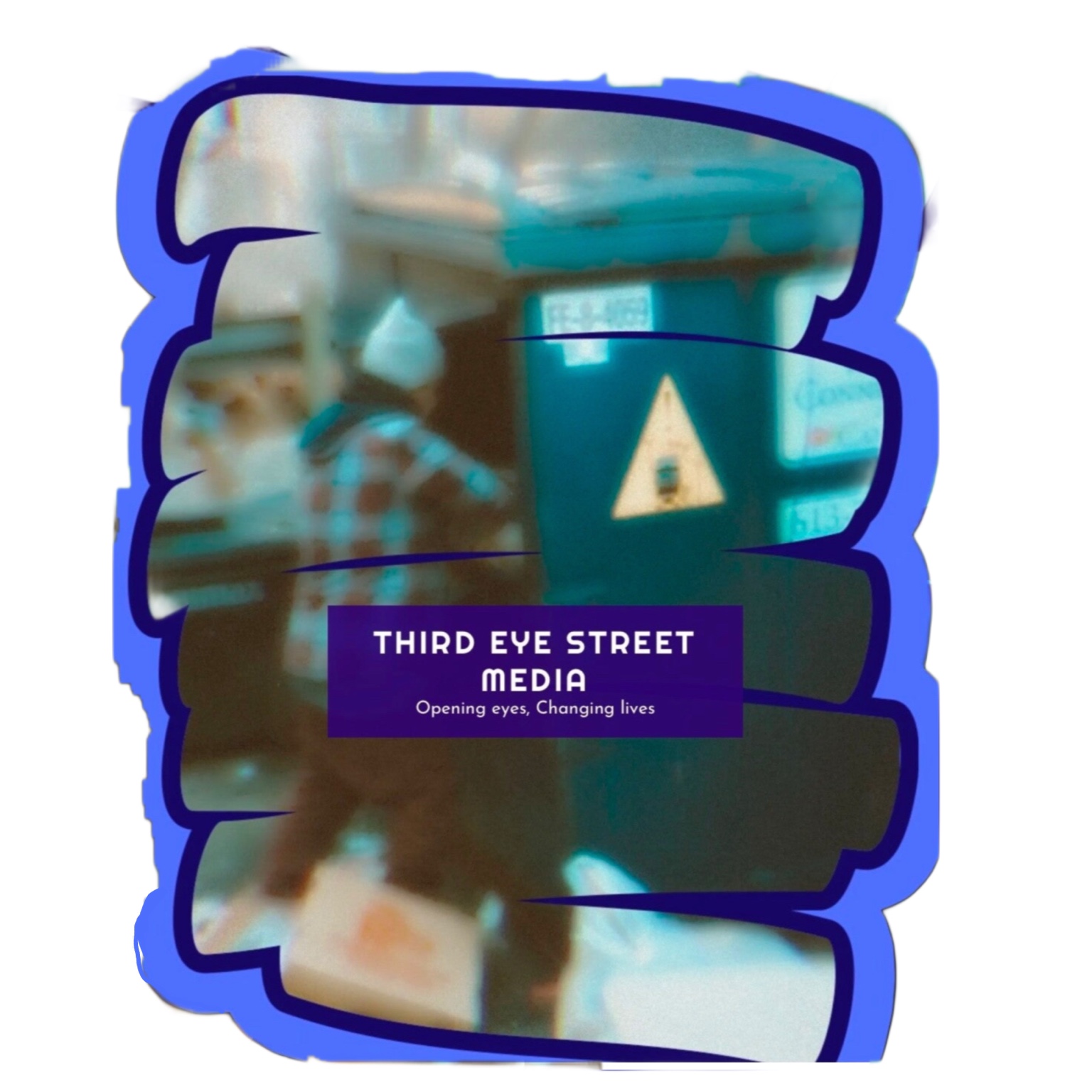Third Eye Street Media street artwork in electric blue and violet